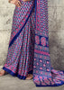 Crystal Blue Printed Satin Silk Saree