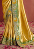 Golden Yellow Designer Embroidered Saree