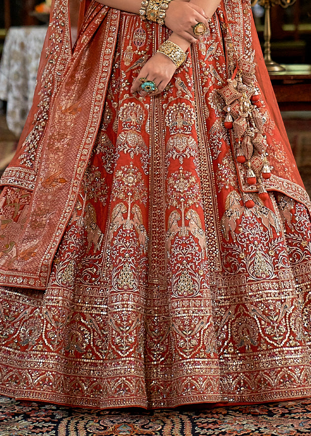 Royal Brown Heavy Embroidered Designer Lehenga