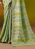 Pistachio Green Designer Embroidered Saree