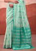 Aqua Green Woven Cotton Silk Saree