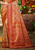 Brown Red Dual Tone Woven Banarasi Silk Saree