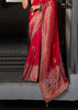 “Exclusive Offer” : Bridal Red Woven Embroidered Banarasi Silk Saree