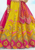 Lime Yellow And Pink Heavy Embroidered Designer Lehenga Set