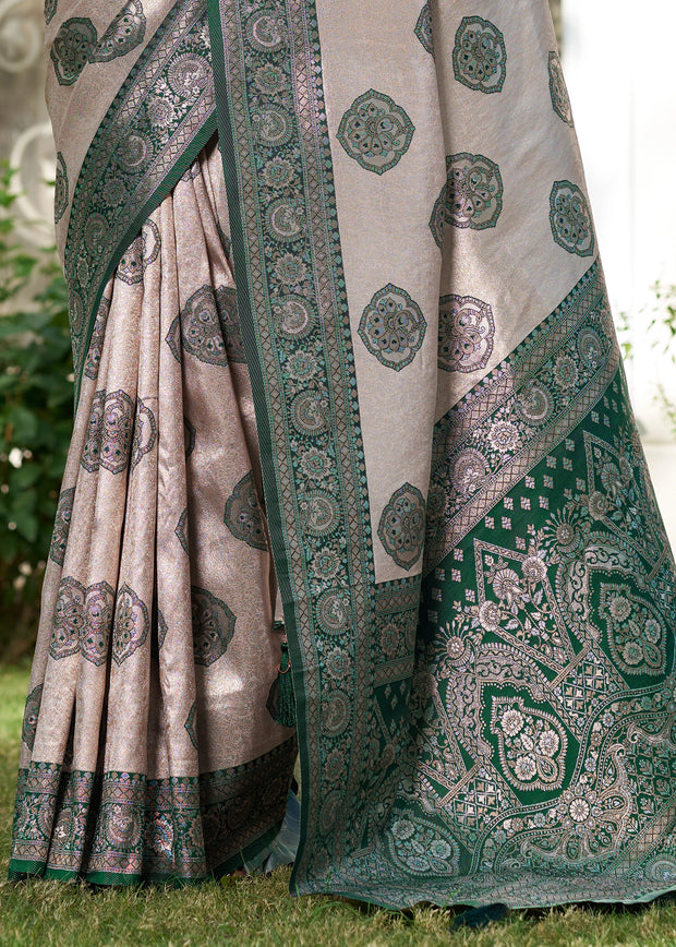 Frosty Green Woven Banarasi Silk Saree