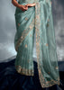 Aquamarine Blue Designer Silk Saree