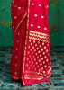 Bright Red Woven Banarasi Satin Silk Saree