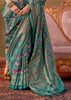 Teal Blue Printed Patola Silk Saree