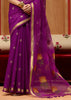Berry Purple Woven Cotton Organza Saree