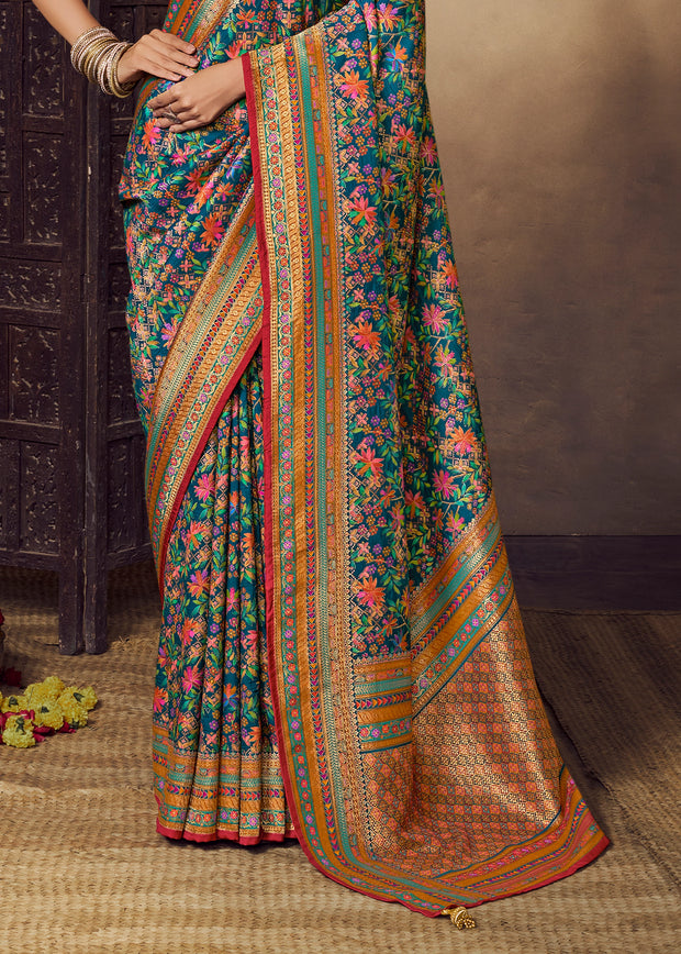 Navy Blue Woven Soft Silk Saree