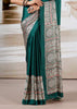 Antique Green Printed Satin Silk Saree
