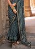 Steel Blue Printed Patola Saree