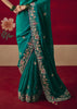Peacock Green Designer Embroidered Saree