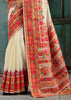 Creamy White Woven Cotton Kashmiri Jamewar Saree