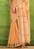 Orange Peach Woven Linen Silk Saree