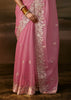 Light Pink Embroidered Designer Organza Saree