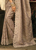 Lilac Grey Embroidered Designer Tissue Saree