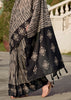 Beige And Black Printed Cotton Silk Saree