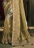 Shine Grey Embroidered Designer Tissue Saree
