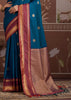 Nautical Blue Woven Banarasi Tussar Silk Saree