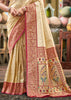Beige & Red Woven Kanjivaram Silk Saree