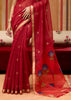 Cherry Red Woven Cotton Organza Saree