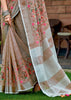 Light Brown Woven Linen Silk Saree