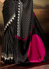 Black Printed Satin Silk Saree