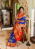 Vasant: Banarasi Meenakari Floral Jaal Katan Silk Saree in The Shades of Blue and Red (7643875639489) (7659267260609)