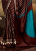 Deep Maroon Printed Satin Silk Saree