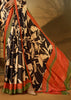 Black Printed Satin Silk Saree