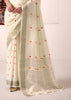 Antique White Woven Linen Silk Saree