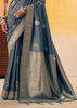 Fossil Grey Woven Tusser Silk Saree