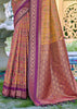 Brown And Purple Woven Banarasi Silk Saree