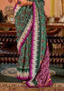 Hunter Green Printed Patola Silk Saree