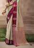 “Exclusive Offer” : Beige & Maroon Woven Banarasi Satin Silk Saree