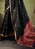 Ink Black Banarasi Tusser Silk Saree