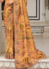 Daffodil Yellow Designer Embroidered Silk Saree