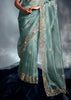 Aquamarine Blue Designer Silk Saree