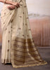 Beige Woven Banarasi Cotton Silk Saree