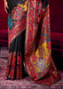Pirate Black Woven Cotton Kashmiri Jamewar Saree