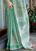 Mint Green Woven Linen Silk Saree
