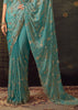 Peacock Blue Designer Tissue Silk Saree
