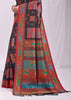 Phantom Black Woven Linen Cotton Saree