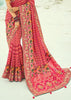 Rani Pink Woven Georgette Bandhej Designer Saree
