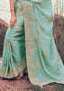 Aruba Blue Woven Embroidered Satin Silk Saree