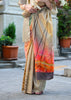 Safari Beige Digital Printed Soft Silk Saree
