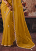 Yellow Designer Organza Saree With Embroidered Blouse