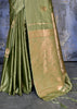 Kiwi Green Woven Banarasi Satin Silk Saree