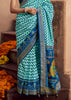 Scuba Blue Printed Patola Silk Saree